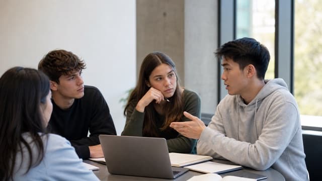 A project group talks with a teammate who has not been contributing.
