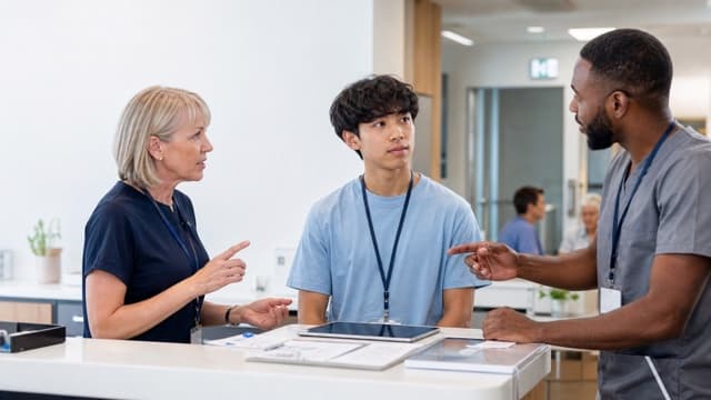 A volunteer receives conflicting instructions from two supervisors.