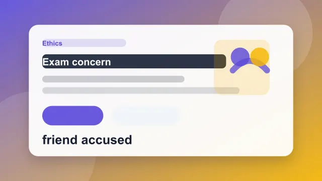 CASPer sample question image about an exam integrity concern involving a friend.