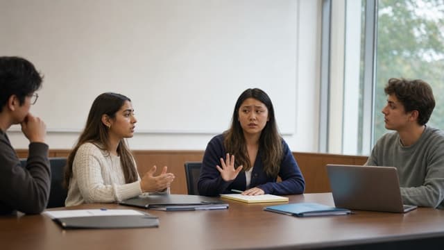 A student interview panel redirects discussion away from a rumor.